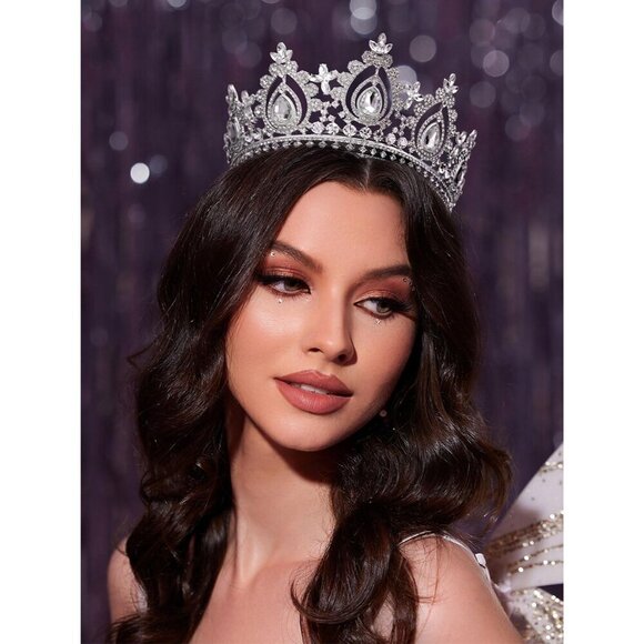 Queen Wedding Tiara for Women Crystal Crown Bridal Prom Quinceanera Accessories main image 8